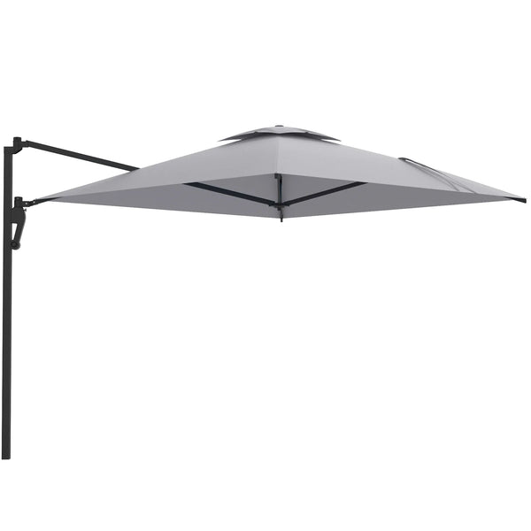 AECOJOY 10ft Cantilever Patio Umbrella, Large Rectangle Umbrella 180° Rotation Offset, Grey