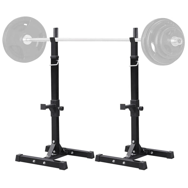 2 - Piece Adjustable Squat Stand Rack or Barbell Free Press Bench, Black